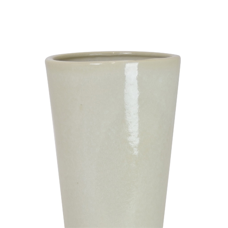 Ginny Decorative Vase with Slender Neck- Glossy White Ceramic 16 Inch