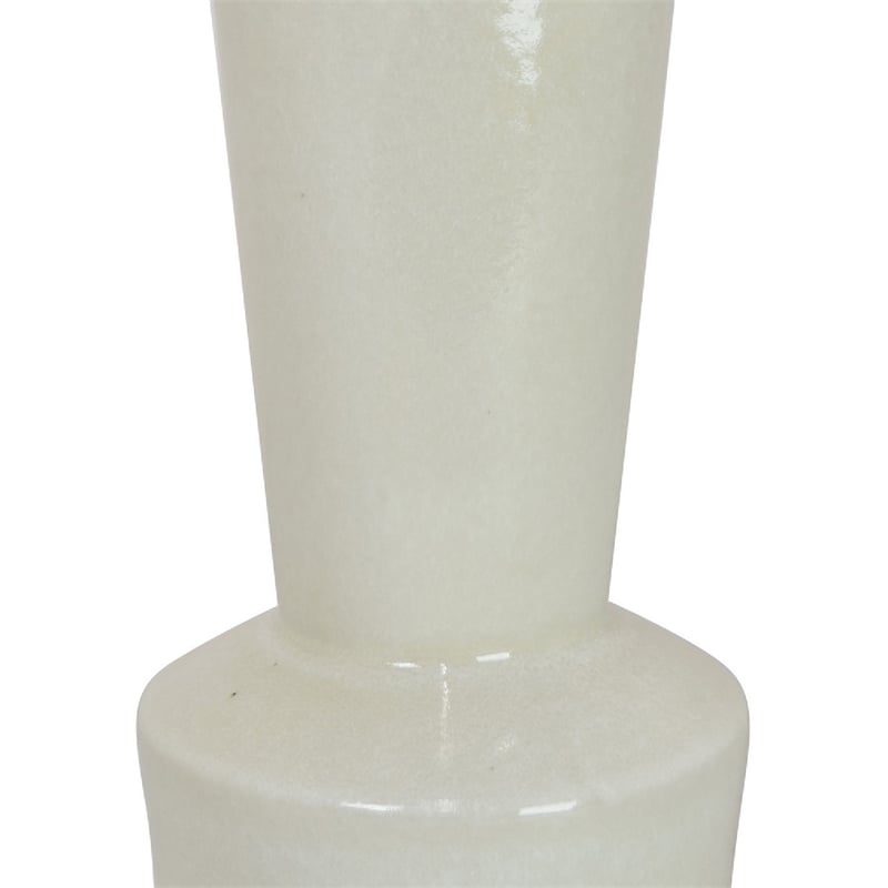 Ginny Decorative Vase with Slender Neck- Glossy White Ceramic 16 Inch