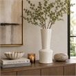 Ginny Decorative Vase with Slender Neck- Glossy White Ceramic 16 Inch