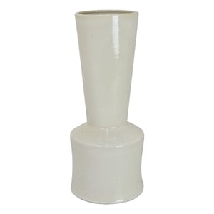 Ginny Decorative Vase with Slender Neck- Glossy White Ceramic 16 Inch