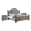 3pc King Bedroom Set- Gray- Brass- Clear Wood- 2 Nightstands