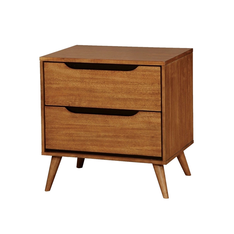 3pc King Bedroom Set- Brown- Oak Wood- 2 Nightstands