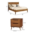 3pc King Bedroom Set- Brown- Oak Wood- 2 Nightstands