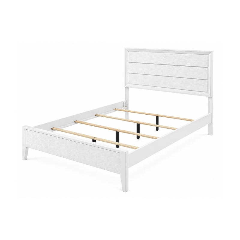 3pc King Bedroom Set- White- Bronze Wood- 2 Nightstands