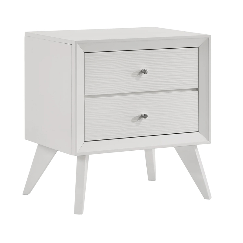 3pc King Bedroom Set- White- Bronze Wood- 2 Nightstands
