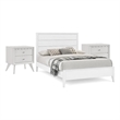 3pc King Bedroom Set- White- Bronze Wood- 2 Nightstands