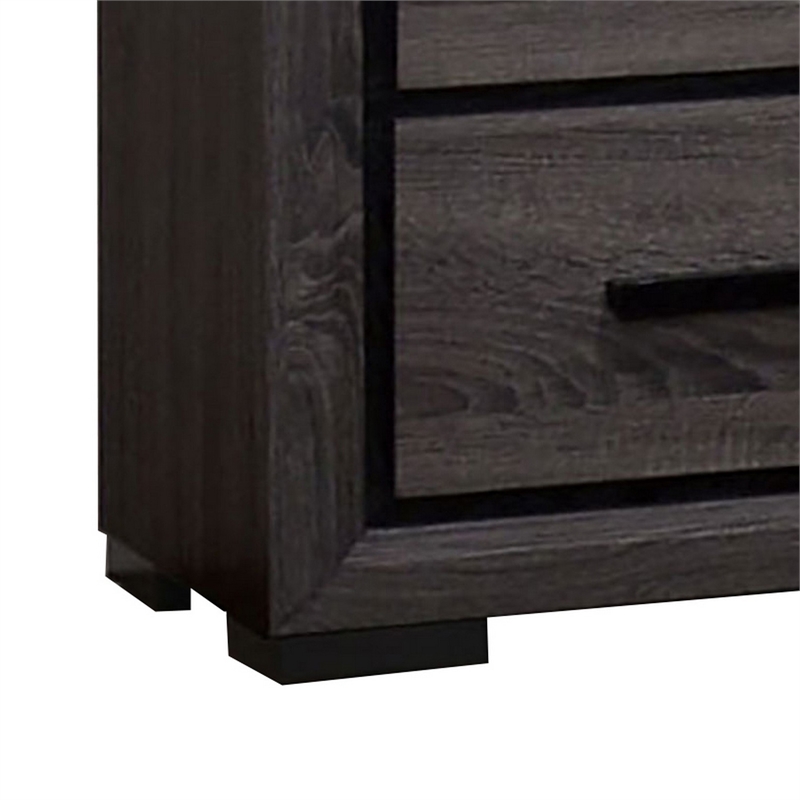 3pc King Bedroom Set- Gray- Black Wood- 2 Nightstands
