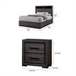 3pc King Bedroom Set- Gray- Black Wood- 2 Nightstands
