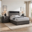 3pc King Bedroom Set- Gray- Black Wood- 2 Nightstands
