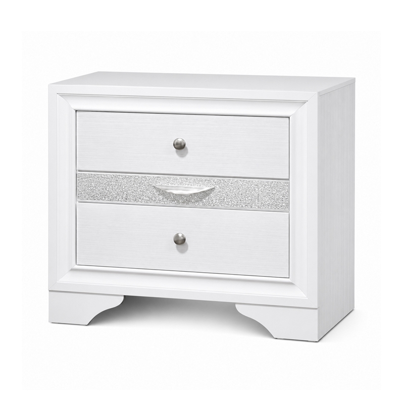 3pc King Bedroom Set- White Wood- One King bed With 2 Nightstands