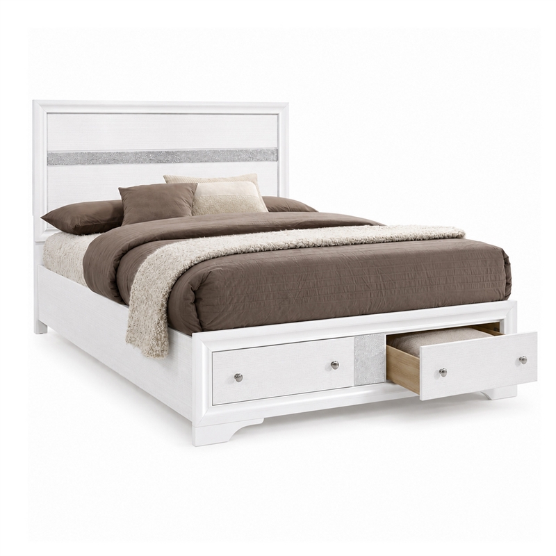 3pc King Bedroom Set- White Wood- One King bed With 2 Nightstands
