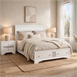 3pc King Bedroom Set- White Wood- One King bed With 2 Nightstands