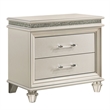 3pc King Bedroom Set- Pearl White- White- Clear- Silver Wood- 2 Nightstands