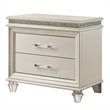 3pc King Bedroom Set- Pearl White- White- Clear- Silver Wood- 2 Nightstands