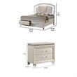 3pc King Bedroom Set- Pearl White- White- Clear- Silver Wood- 2 Nightstands