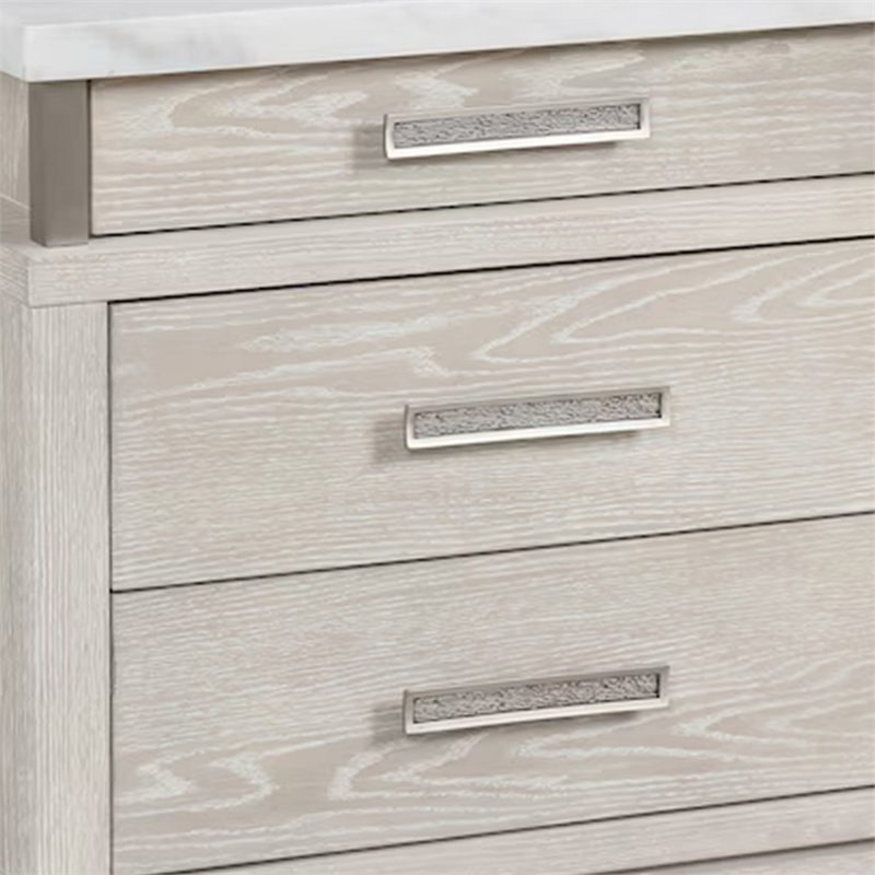 3pc King Bedroom Set- Gray- White- Silver Wood- 2 Nightstands