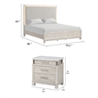 3pc King Bedroom Set- Gray- White- Silver Wood- 2 Nightstands