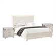 3pc King Bedroom Set- Gray- White- Silver Wood- 2 Nightstands