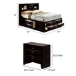 3pc King Bedroom Set- Black- Nickel Wood- 2 Nightstands
