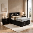 3pc King Bedroom Set- Black- Nickel Wood- 2 Nightstands