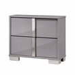 3pc King Bedroom Set- Chrome Silver- Light Taupe- Chrome Wood-2 Nightstands