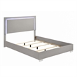 3pc King Bedroom Set- Chrome Silver- Light Taupe- Chrome Wood-2 Nightstands