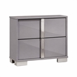 3pc King Bedroom Set- Chrome Silver- Light Taupe- Chrome Wood-2 Nightstands