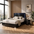 3pc King Bedroom Set- Piano Black- Chrome Wood- 2 Nightstands