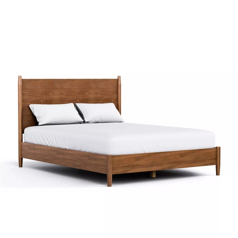 3pc King Bedroom Set- Walnut Brown- Nickel Wood- 2 Nightstands