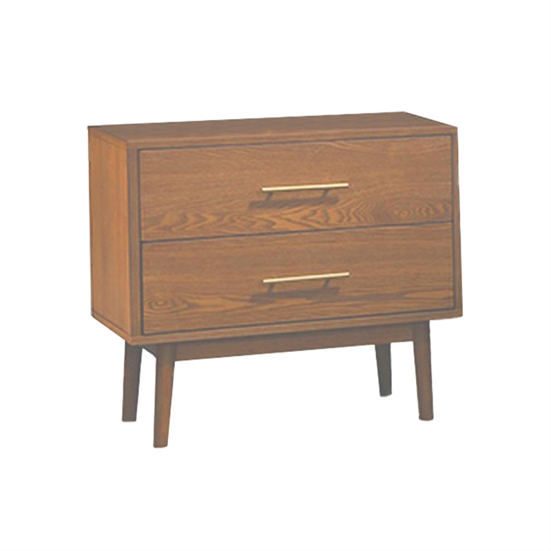 3pc King Bedroom Set- Walnut Brown- Nickel Wood- 2 Nightstands