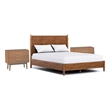 3pc King Bedroom Set- Walnut Brown- Nickel Wood- 2 Nightstands