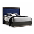 2pc King Bedroom Set- Ash Gray- Indigo Blue- Chrome Wood- Nightstand