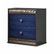2pc King Bedroom Set- Ash Gray- Indigo Blue- Chrome Wood- Nightstand