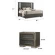 2pc King Bedroom Set- Gray- Dark Gray- Taupe Gray- White Wood- Nightstand