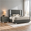 2pc King Bedroom Set- Gray- Dark Gray- Taupe Gray- White Wood- Nightstand