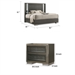 3pc King Bedroom Set- Dark Gray- Taupe Gray- White Wood- 2 Nightstands