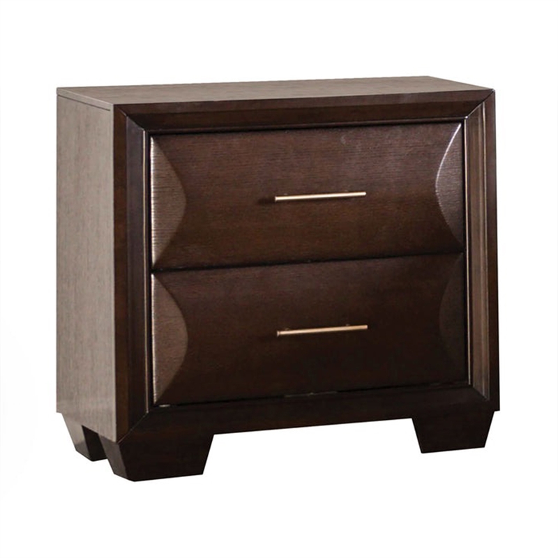 2pc King Bedroom Set- Espresso Brown- Gold Wood- Nightstand