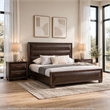 3pc King Bedroom Set- Espresso Brown- Gold Wood- 2 Nightstands