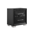 2pc King Bedroom Set- Black- Chrome- Nickel Wood- Nightstand