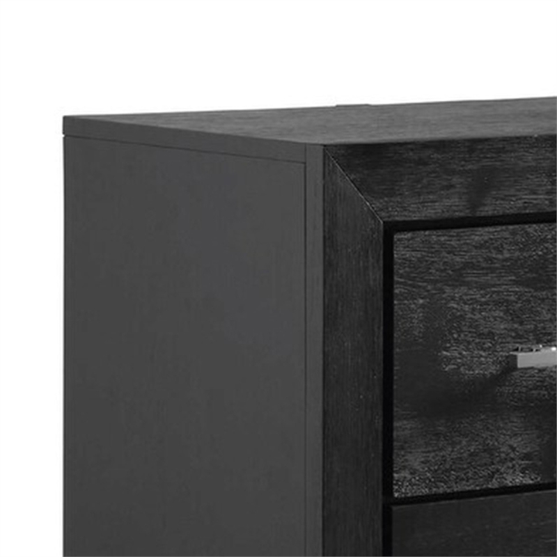 2pc King Bedroom Set- Black- Chrome- Nickel Wood- Nightstand
