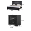 2pc King Bedroom Set- Black- Chrome- Nickel Wood- Nightstand