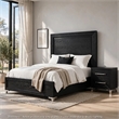 2pc King Bedroom Set- Black- Chrome- Nickel Wood- Nightstand