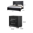 3pc King Bedroom Set- Black- Chrome- Nickel Wood- 2 Nightstands