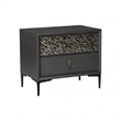 2pc King Bedroom Set- Espresso Brown- Silver- Black Wood- Nightstand