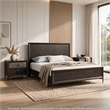 3pc King Bedroom Set- Espresso Brown- Silver- Black Wood- 2 Nightstands