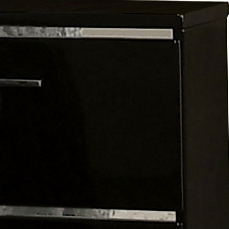 2pc King Bedroom Set- Black- Chrome Wood- Nightstand