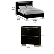 2pc King Bedroom Set- Black- Chrome Wood- Nightstand