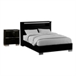 2pc King Bedroom Set- Black- Chrome Wood- Nightstand