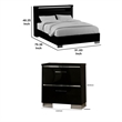 3pc King Bedroom Set- Black- Chrome Wood- 2 Nightstands