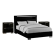 3pc King Bedroom Set- Black- Chrome Wood- 2 Nightstands